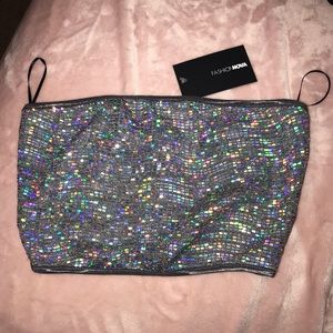 FashionNova Night of My Life Metallic Tube Top